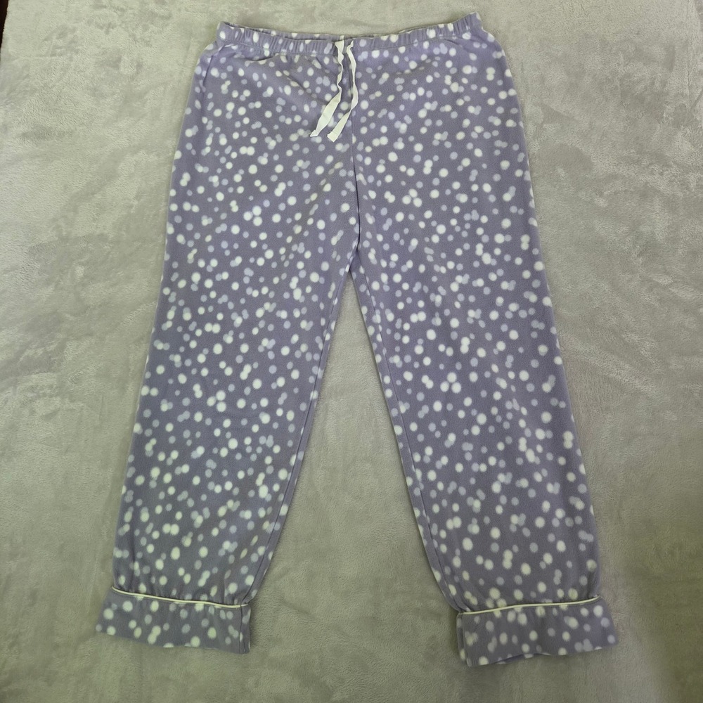 Simply Vera Vera Wang Purple Polka Dot Fleece Pajama Pants XL Cozycore